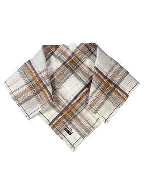 NWT Christian Dior Plaid Cotton Scarf 19" Square Embroidered Logo